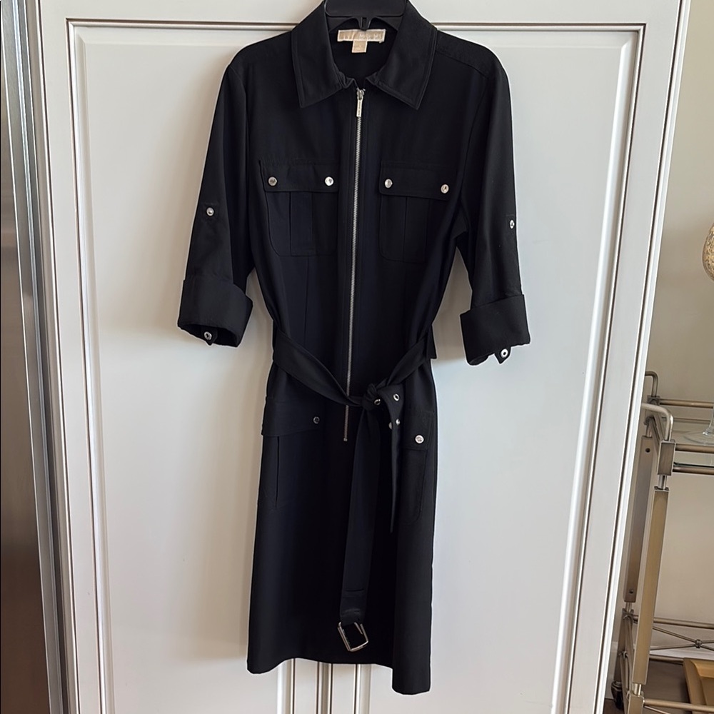Michael Kors Black Belted Shirt Dress Size Small